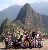The group arriving to Machu Picchu